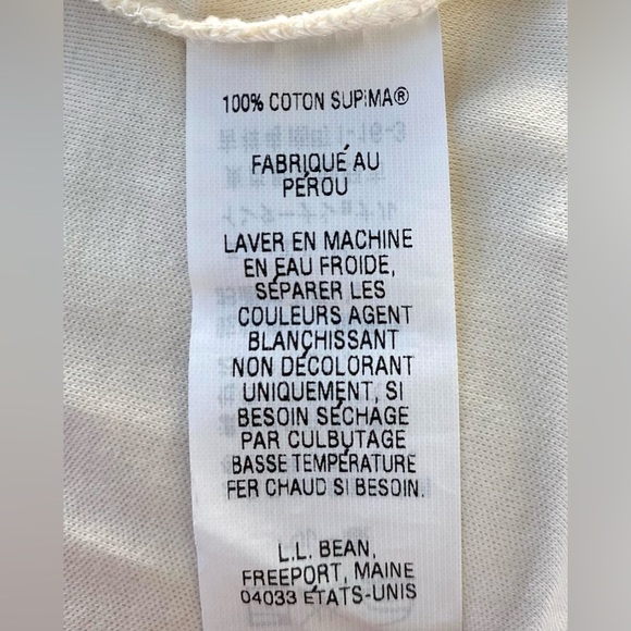 L.L. Bean Women’s Cream V-Neck 3/4 Sleeve Top T-Shirt 100% Supima Cotton Size XS - Picture 6 of 12